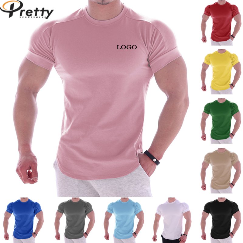 Wholesales Blank Short Sleeves Tee Sports Gym Fitness Quick Dry Men's tshirts Summer O Neck Polyester Custom T-shirt For Men