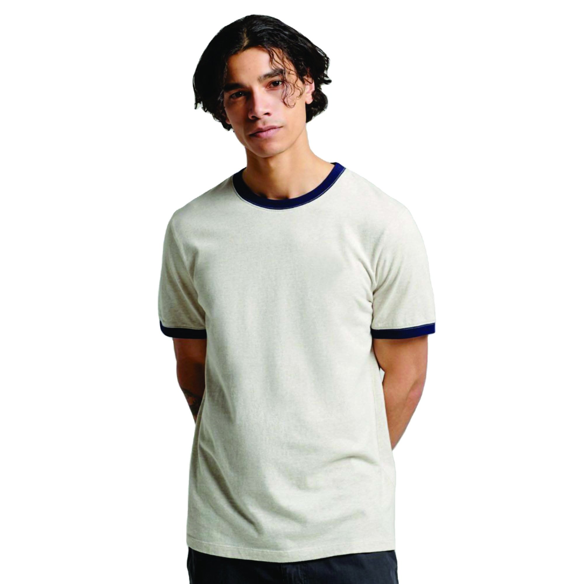 OEM Custom Wholesale Custom Men's 100% Cotton Ringer T-Shirt - O Neck, Blank Plain, Printable