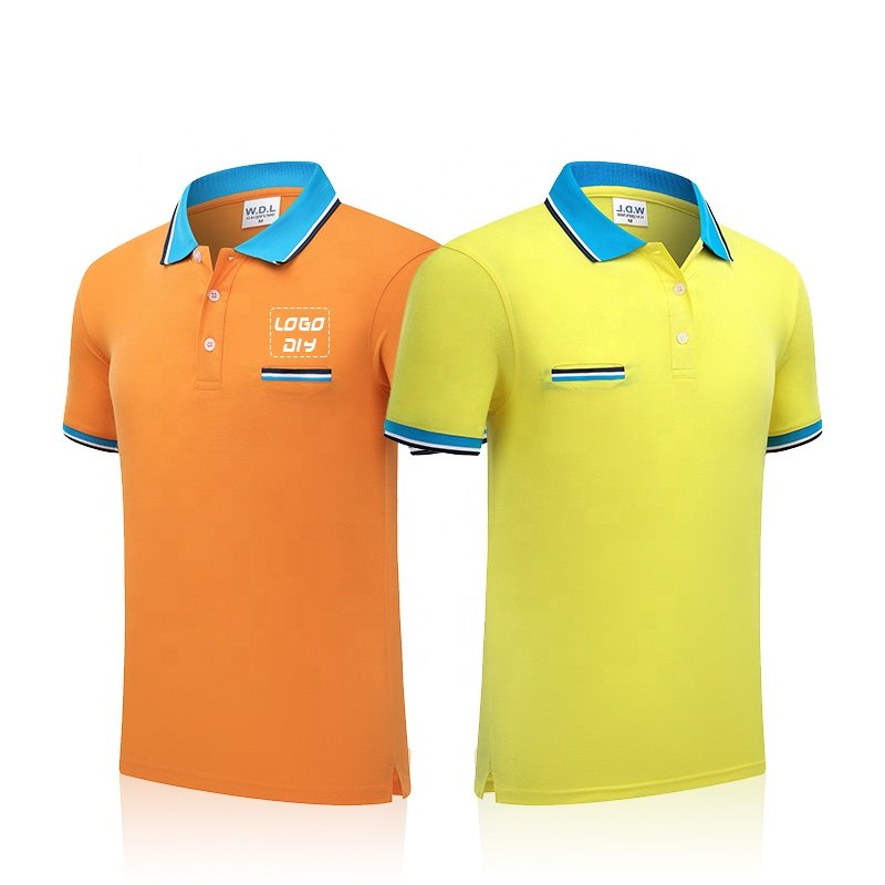 Golf clothing embroidered print custom design cotton bead pocket color lapel fit blank men's polo T-shirt