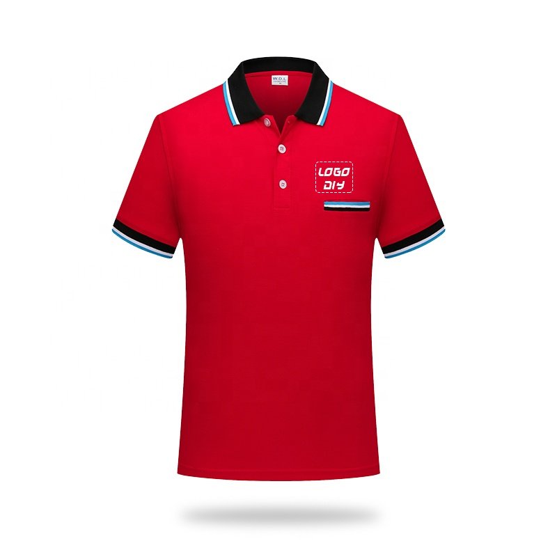 Golf clothing embroidered print custom design cotton bead pocket color lapel fit blank men's polo T-shirt
