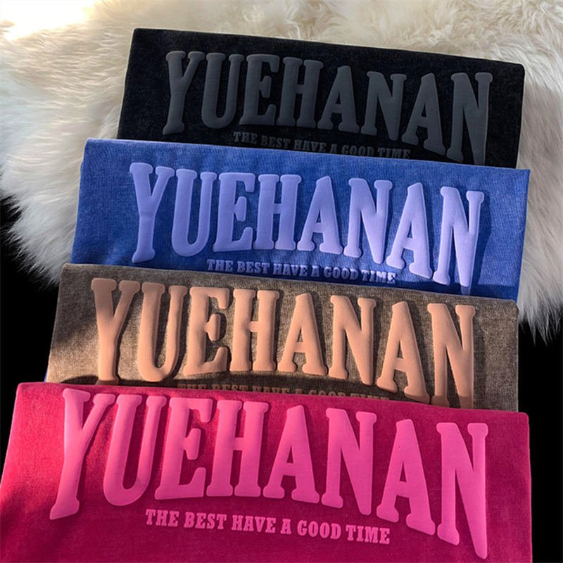 Oem Tee 100% Cotton Oversized Men's T-shirts Heavy Weight Screen Printing Tshirts Custom Logo Men Foam 3d Puff Print T Shirt
