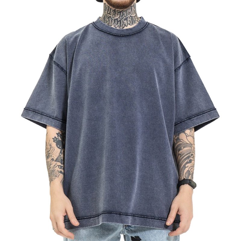 Oem Tee 100% Cotton Oversized Men's T-shirts Heavy Weight Screen Printing Tshirts Custom Logo Men Foam 3d Puff Print T Shirt