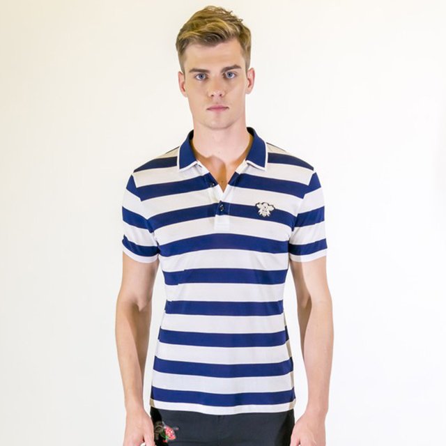 Fashion Men's short Sleeve T-shirts New Soft High Quality Stripe Yarn-Dyed 100% Cotton Polo collar Sweater t shirt short sleeve