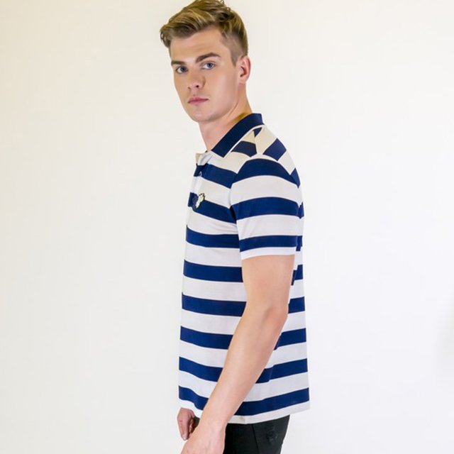 Fashion Men's short Sleeve T-shirts New Soft High Quality Stripe Yarn-Dyed 100% Cotton Polo collar Sweater t shirt short sleeve