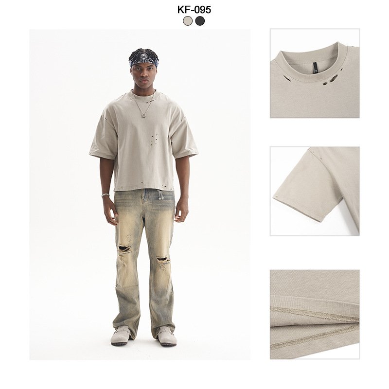 cotton drop shoulder oversize t-shirt man 250 300gsm graphic t shirts round neck cropped custom screen print boxy t shirt