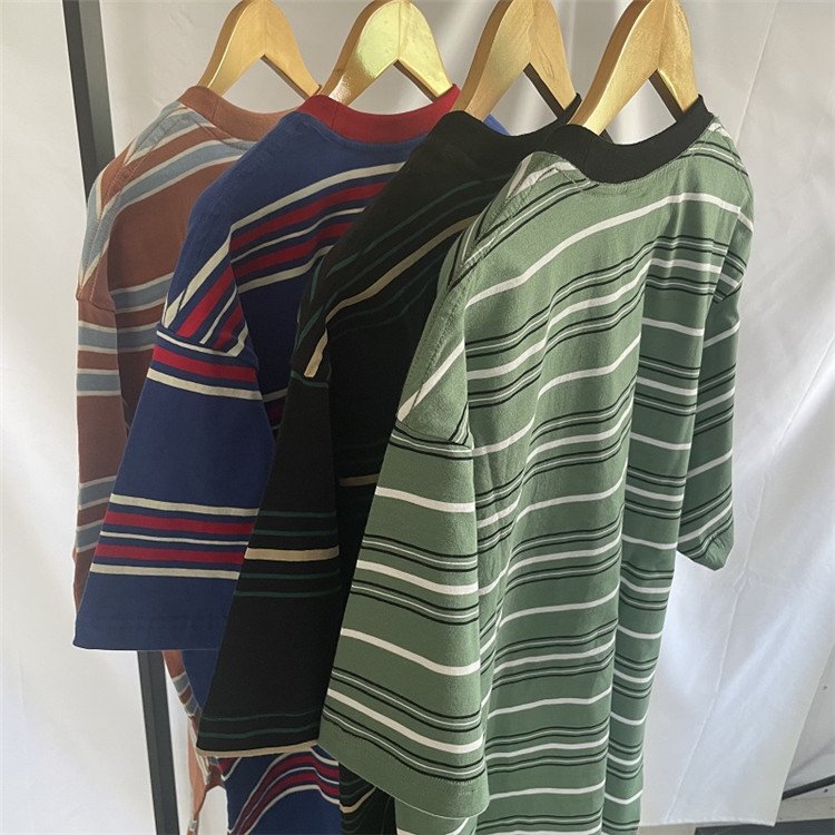 Customized Hot Selling Fashion Trend Men's T-shirt Printed T-shirts Striped T-shirt Suitable For Street Wear