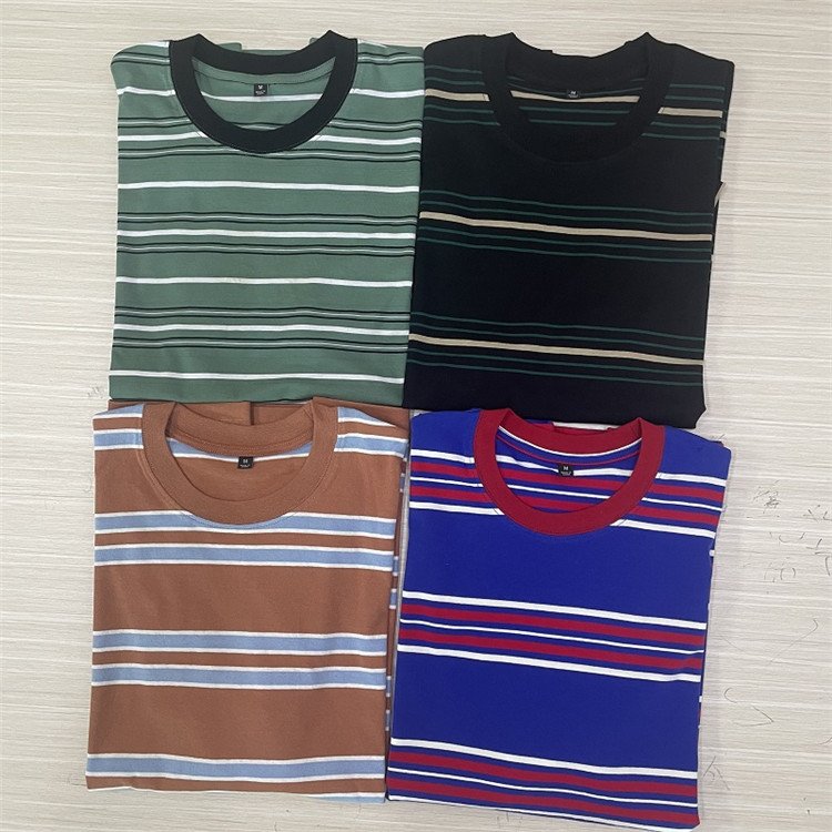 Customized Hot Selling Fashion Trend Men's T-shirt Printed T-shirts Striped T-shirt Suitable For Street Wear
