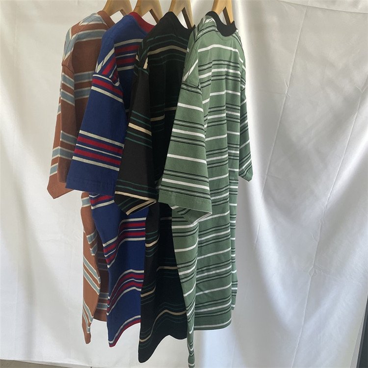 Customized Hot Selling Fashion Trend Men's T-shirt Printed T-shirts Striped T-shirt Suitable For Street Wear