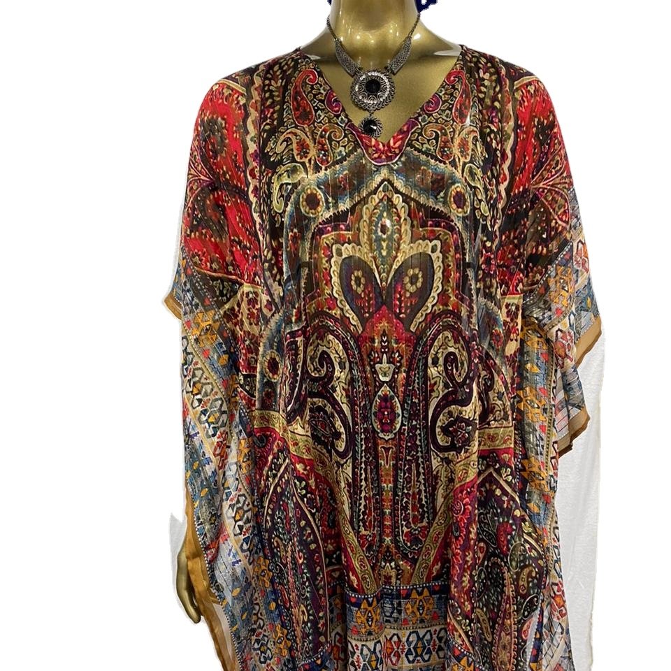 Polyester printed kaftan made in unique designs and Styles can be made customized prints manufactured in India Mumbai supplier