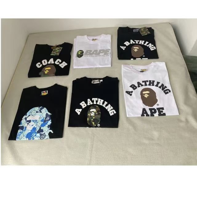 Supplier Wholesale Top quality Men's T-shirt Ape BAPEES shirt Cartoon Print O-Neck Loose Short Sleeve T-shirts