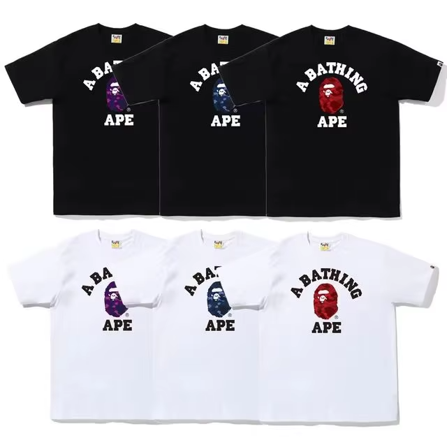 Supplier Wholesale Top quality Men's T-shirt Ape BAPEES shirt Cartoon Print O-Neck Loose Short Sleeve T-shirts