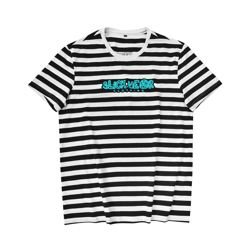 latest t shirts custom logo 100% cotton stripe oversized mens tshirts for men