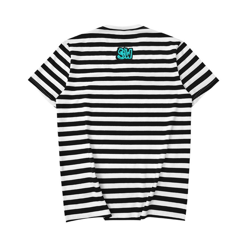latest t shirts custom logo 100% cotton stripe oversized mens tshirts for men