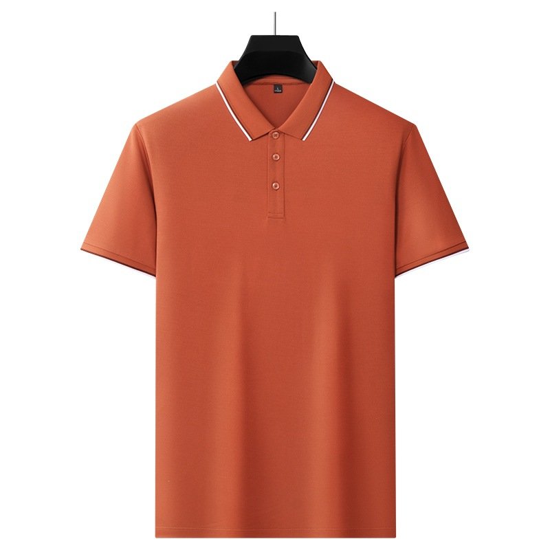 Men's new classic golf T-shirt silk acetate fabric fashionable casual organic cotton short-sleeved POLO shirt