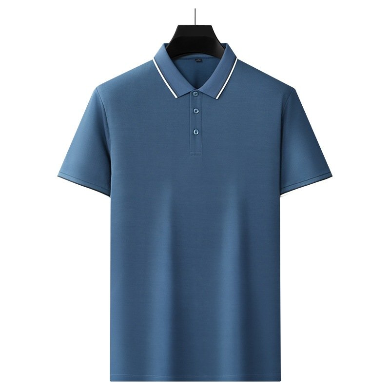 Men's new classic golf T-shirt silk acetate fabric fashionable casual organic cotton short-sleeved POLO shirt