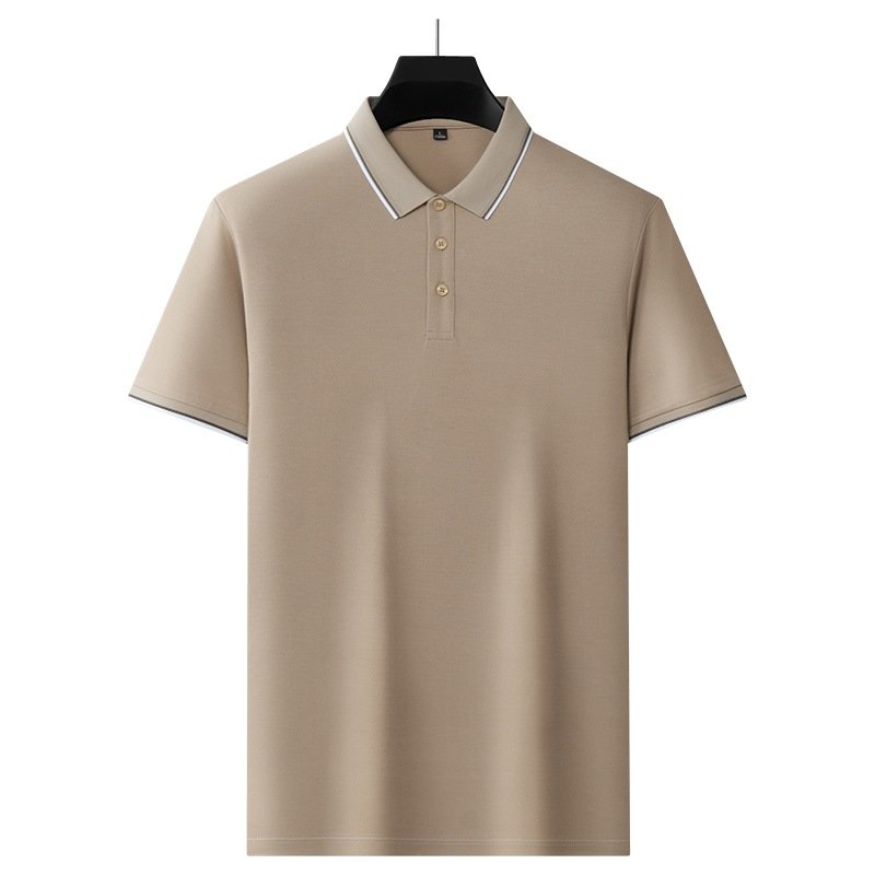 Men's new classic golf T-shirt silk acetate fabric fashionable casual organic cotton short-sleeved POLO shirt