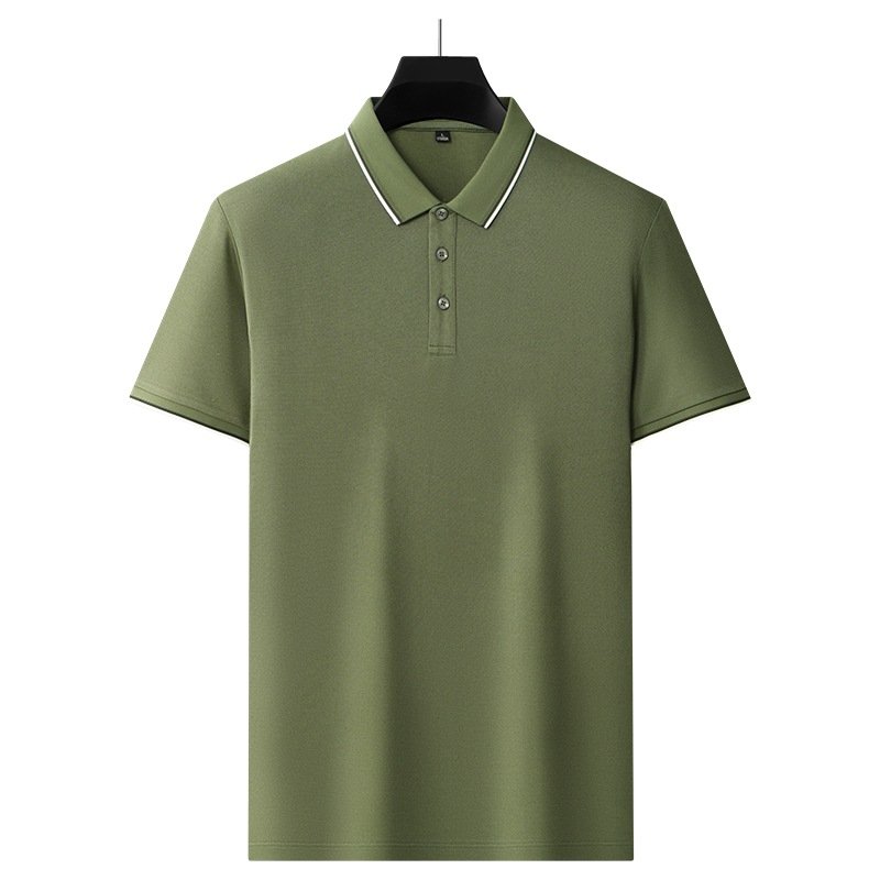 Men's new classic golf T-shirt silk acetate fabric fashionable casual organic cotton short-sleeved POLO shirt