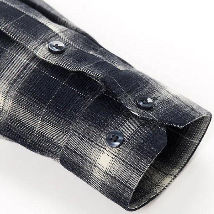 High Quality Autumn Casual Dark Plaid Pattern Flannel Nice Trending Full Long Sleeve Polyester Spandex Red Check Shirts For Mens