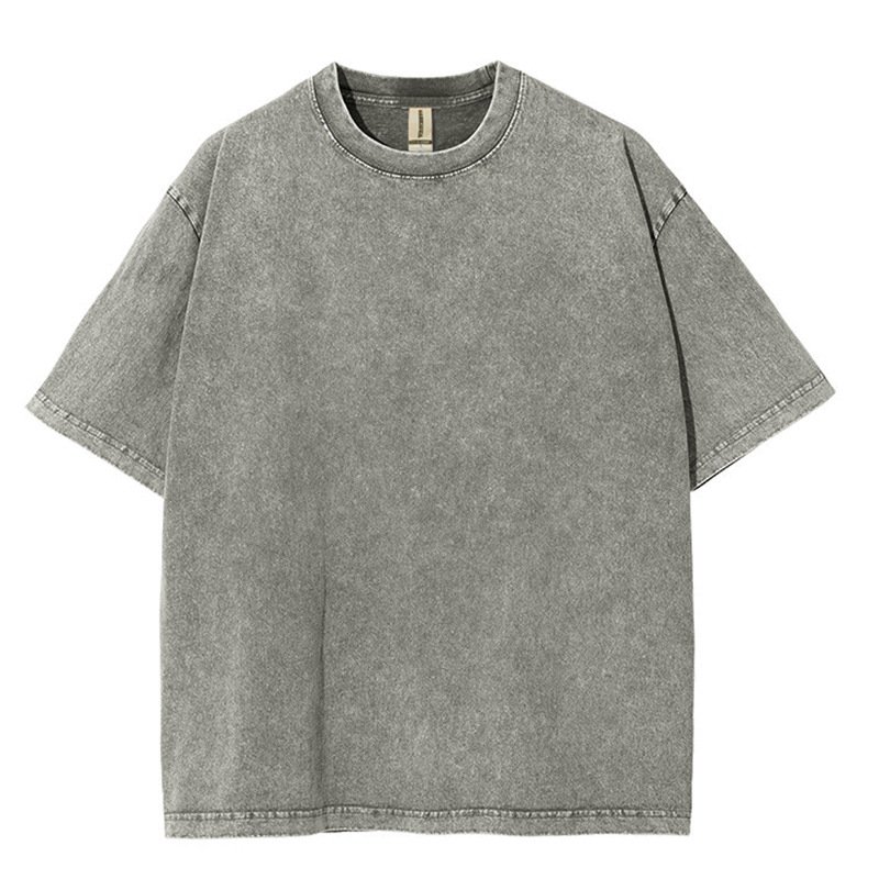 Streetwear Heavyweight Cotton T Shirt Crewneck Blank Vintage Oversize Boxy Fit Acid Wash T-Shirts
