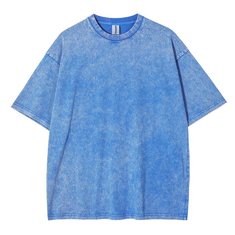 Streetwear Heavyweight Cotton T Shirt Crewneck Blank Vintage Oversize Boxy Fit Acid Wash T-Shirts
