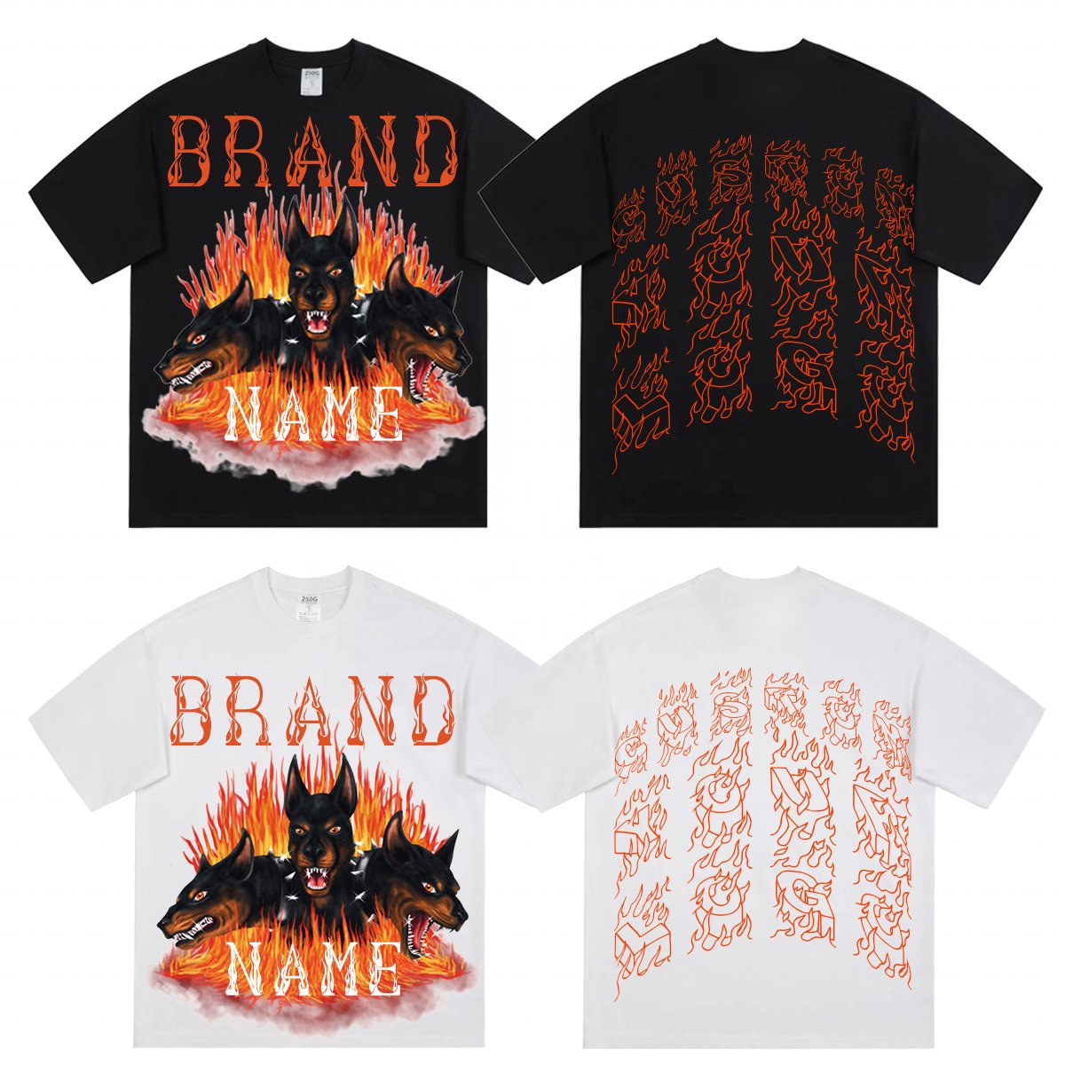 Custom Your Brand Name T-shirt High Quality 250 GSM 100%Cotton Tee Shirts Wholesale Men's Tshirt Streetwear Custom Mens T Shirt