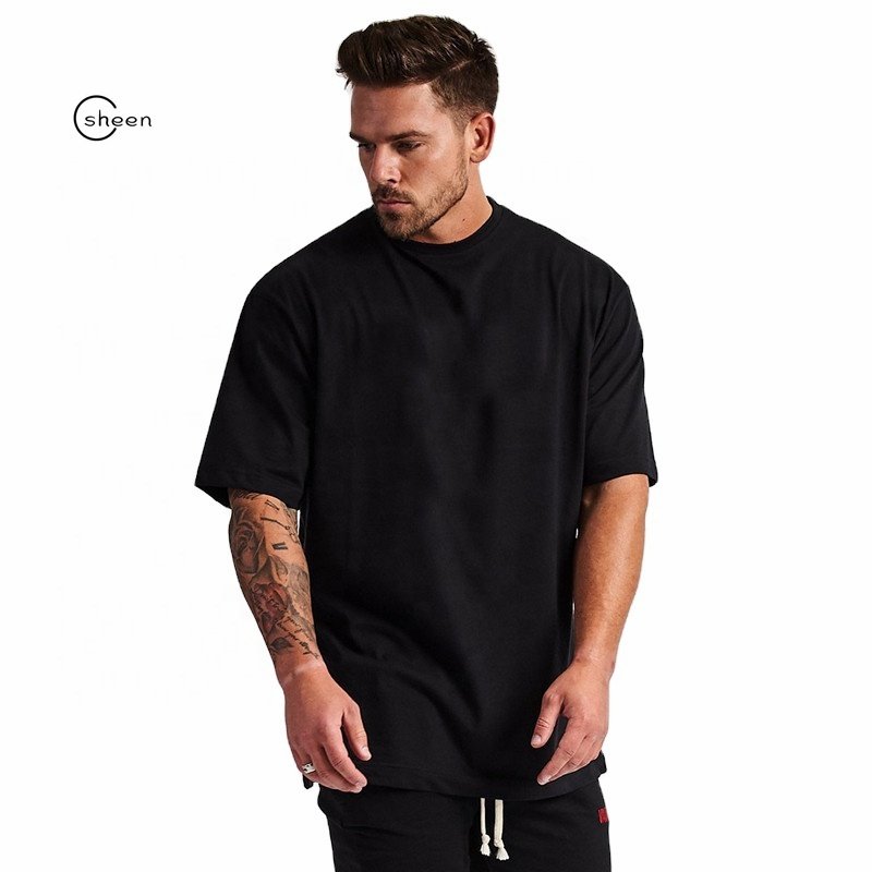 Men's 100% Cotton Solid T-shirts Custom Print Dropshoulder Sleeve Plus Size Men Breathable Tee Oversized T Shirts