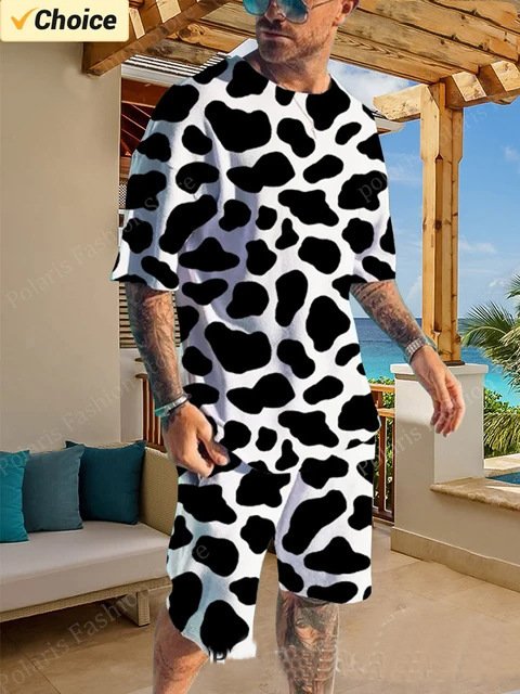 Custom Men's Casual Short Sleeve T-Shirt and Shorts Twin Set Quick Dry and Breathable Knitted Two-Piece Outfit for Sale