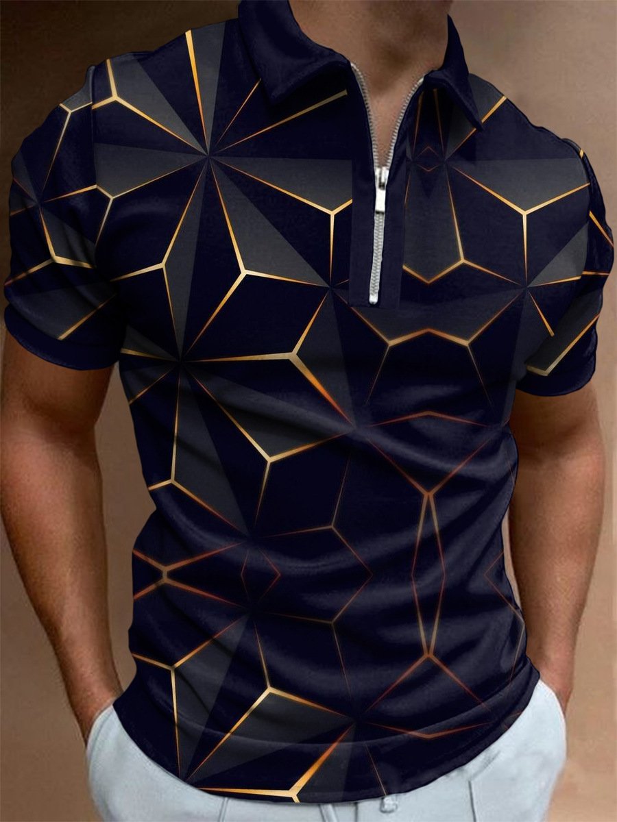 Men's golf Casual summer printed short sleeve T-shirt letter man polo shirt