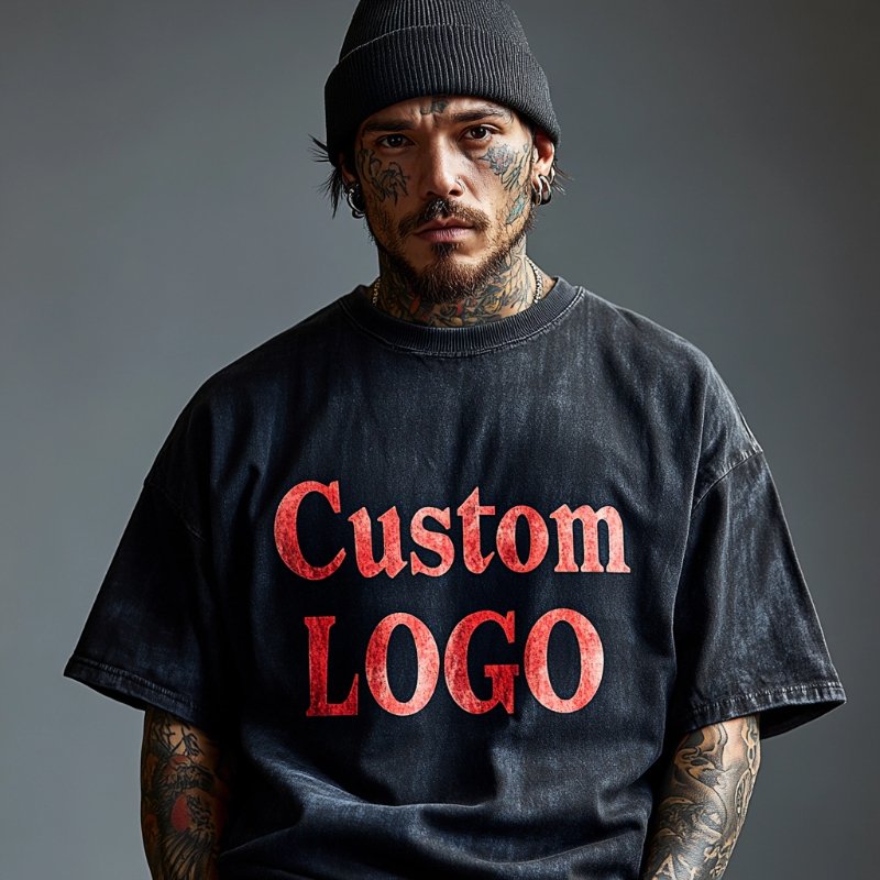 2024 Custom Logo 280 gsm Vintage Acid Washed TShirt DTG screen print Heavyweight Blank 100% Cotton Oversized Tshirt For Men's