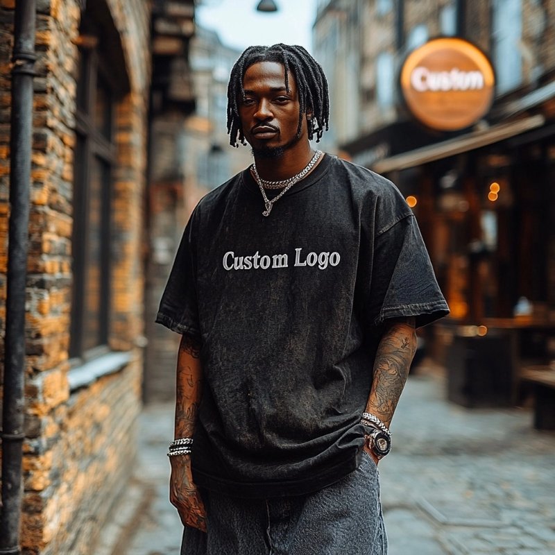 2024 Custom Logo 280 gsm Vintage Acid Washed TShirt DTG screen print Heavyweight Blank 100% Cotton Oversized Tshirt For Men's