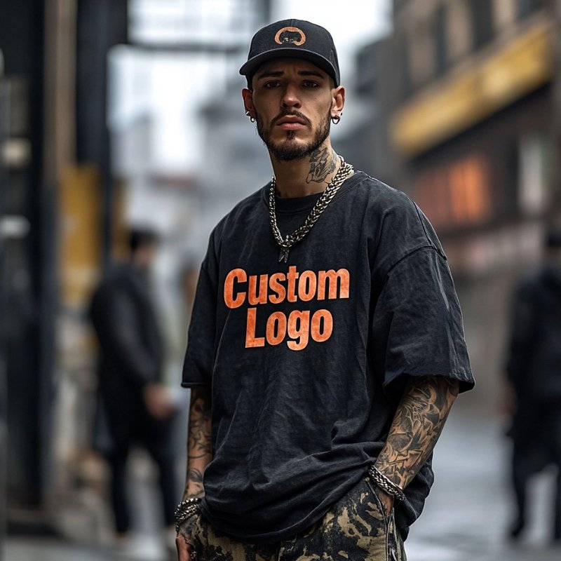 2024 Custom Logo 280 gsm Vintage Acid Washed TShirt DTG screen print Heavyweight Blank 100% Cotton Oversized Tshirt For Men's