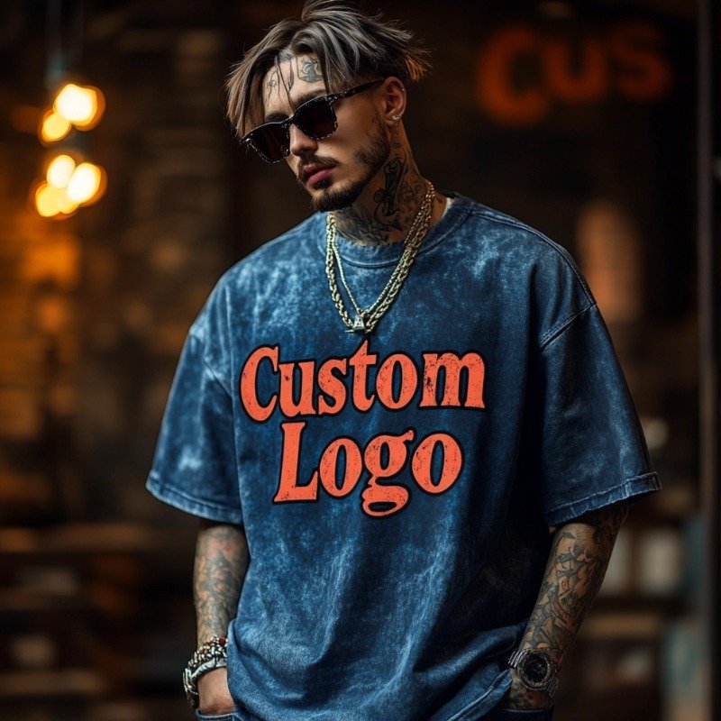 2024 Custom Logo 280 gsm Vintage Acid Washed TShirt DTG screen print Heavyweight Blank 100% Cotton Oversized Tshirt For Men's