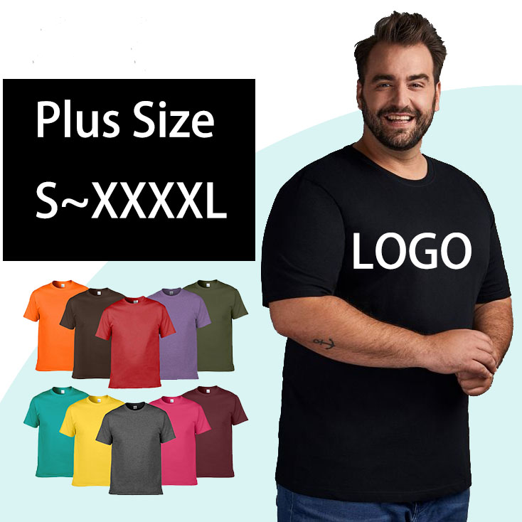Custom Big And Tall Thick Men's T-Shirts 300 GSM Heavy Cotton Tee Tops Big Size Men Tshirt Pullover Plus Size T-Shirts