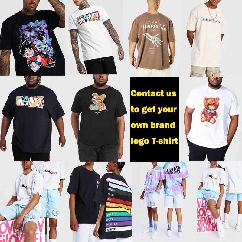 Custom Big And Tall Thick Men's T-Shirts 300 GSM Heavy Cotton Tee Tops Big Size Men Tshirt Pullover Plus Size T-Shirts