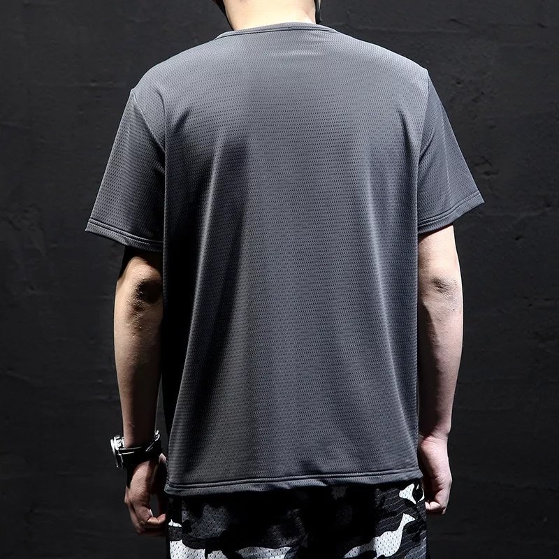 2020 T-shirt Men Short Sleeve Men's Summer Thin Mesh t-shirt Plus Size Loose Clothes Street wear Breathable T-shirts