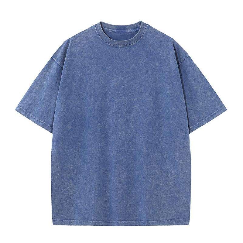 Vintage style oversized acid wash streetwear distressed t-shirts 100% cotton plus size men's t shirts