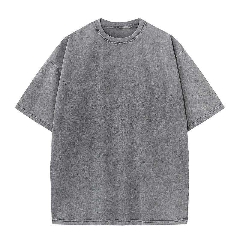 Vintage style oversized acid wash streetwear distressed t-shirts 100% cotton plus size men's t shirts