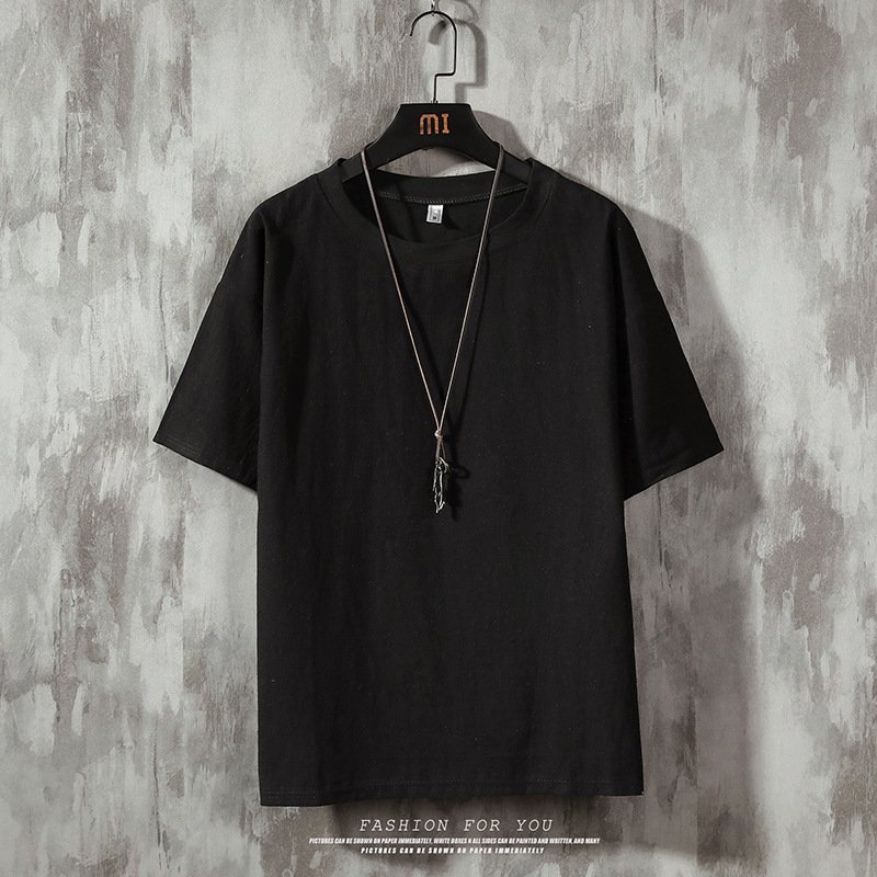 Custom Logo High Quality Men's Short-sleeved Shirt Men Casual Cotton Linen Shirt Solid Color Graphic Half-sleeved Blank Shirts