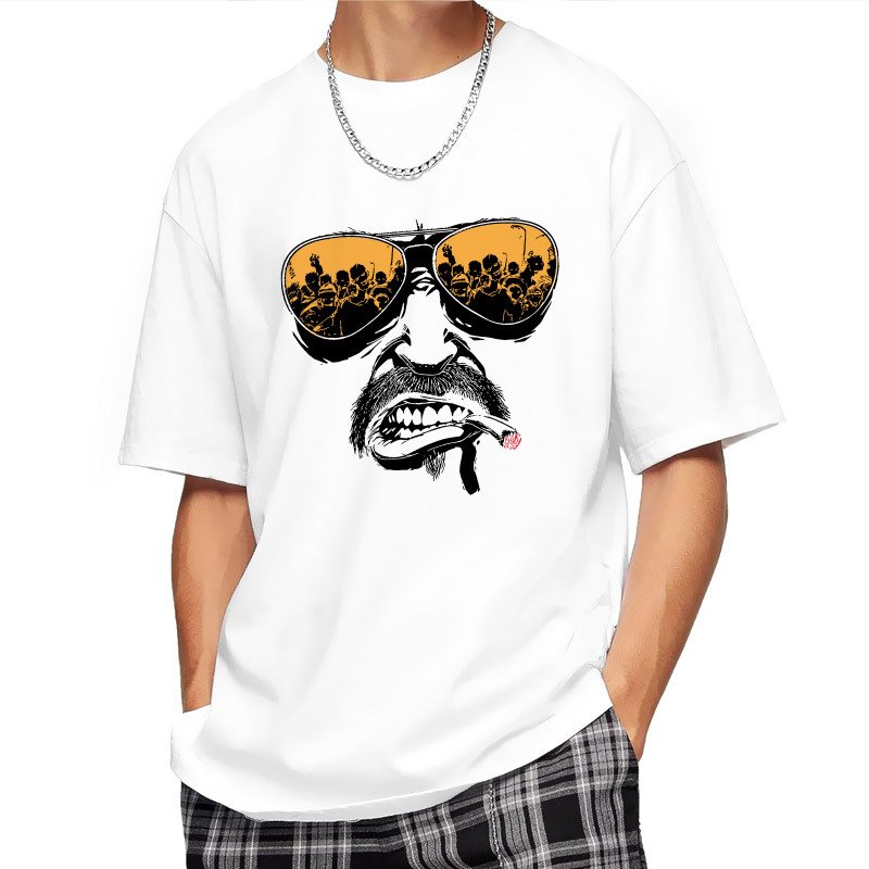 Heavyweight Cotton Polyester oversize t shirt men wholesale Sunglasses letter print graphic t shirts summer men's t-shirts