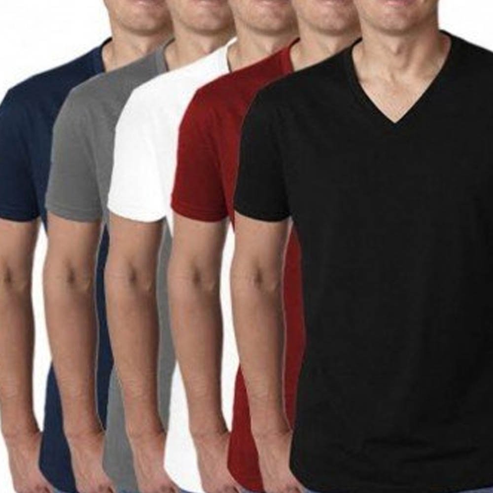 Next Level Apparel Men's Premium Cotton Blend V-Neck T Shirt Dark Heather Grey T Shirts crew neck fitness