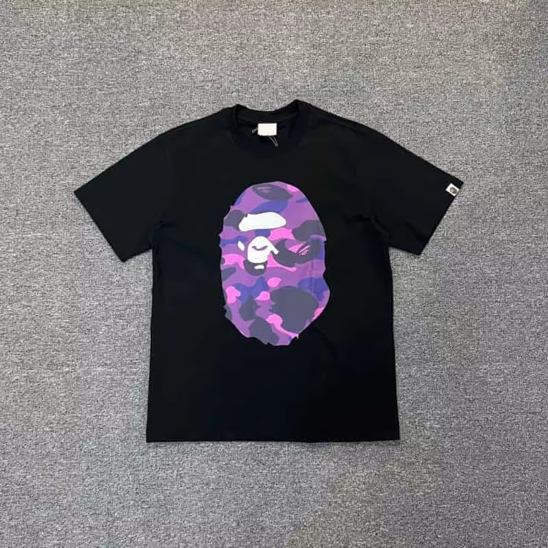 High Quality Men's BAPES T shirt 100% Cotton Ape Camouflage Cartoon Print Loose Short Sleeve O-Neck Tee