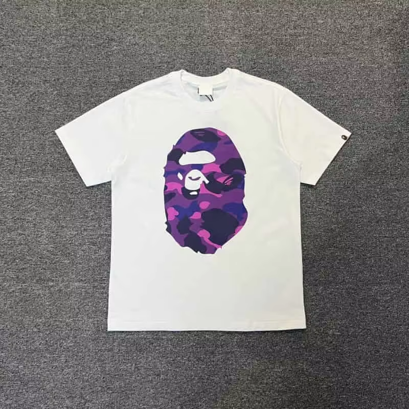 High Quality Men's BAPES T shirt 100% Cotton Ape Camouflage Cartoon Print Loose Short Sleeve O-Neck Tee