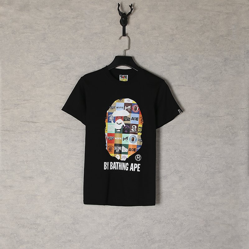 High Quality Bapees Designer Brand Men's Casual T-shirt Shark Printed Loose Trendy Short-sleeve 3D Pattern Sports Casual Use