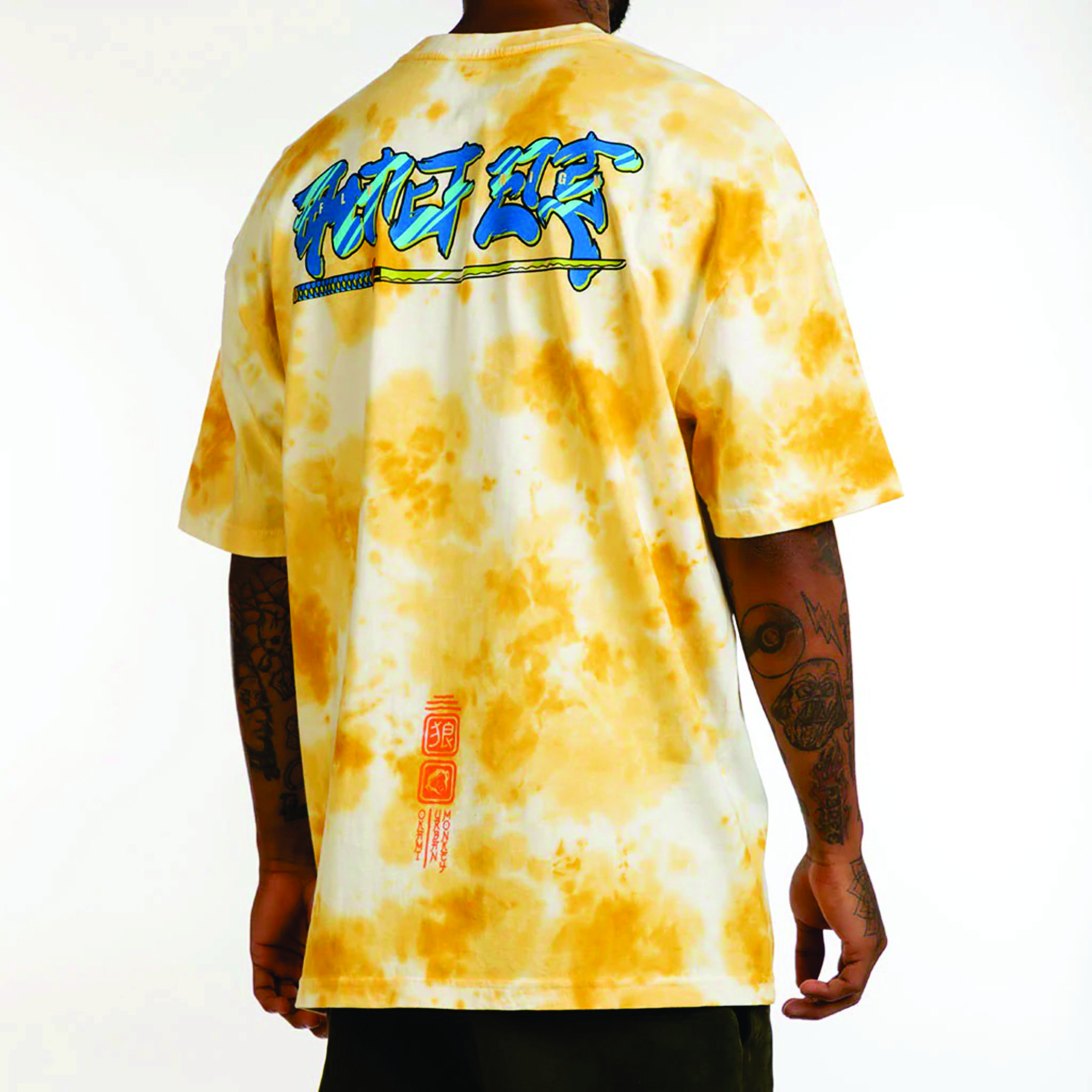 Wholesale Urban Trend: Brand New Tie Dye Yellow Hip Hop Custom Logo Oversized Acid Wash T-shirt - Vintage Washed Style