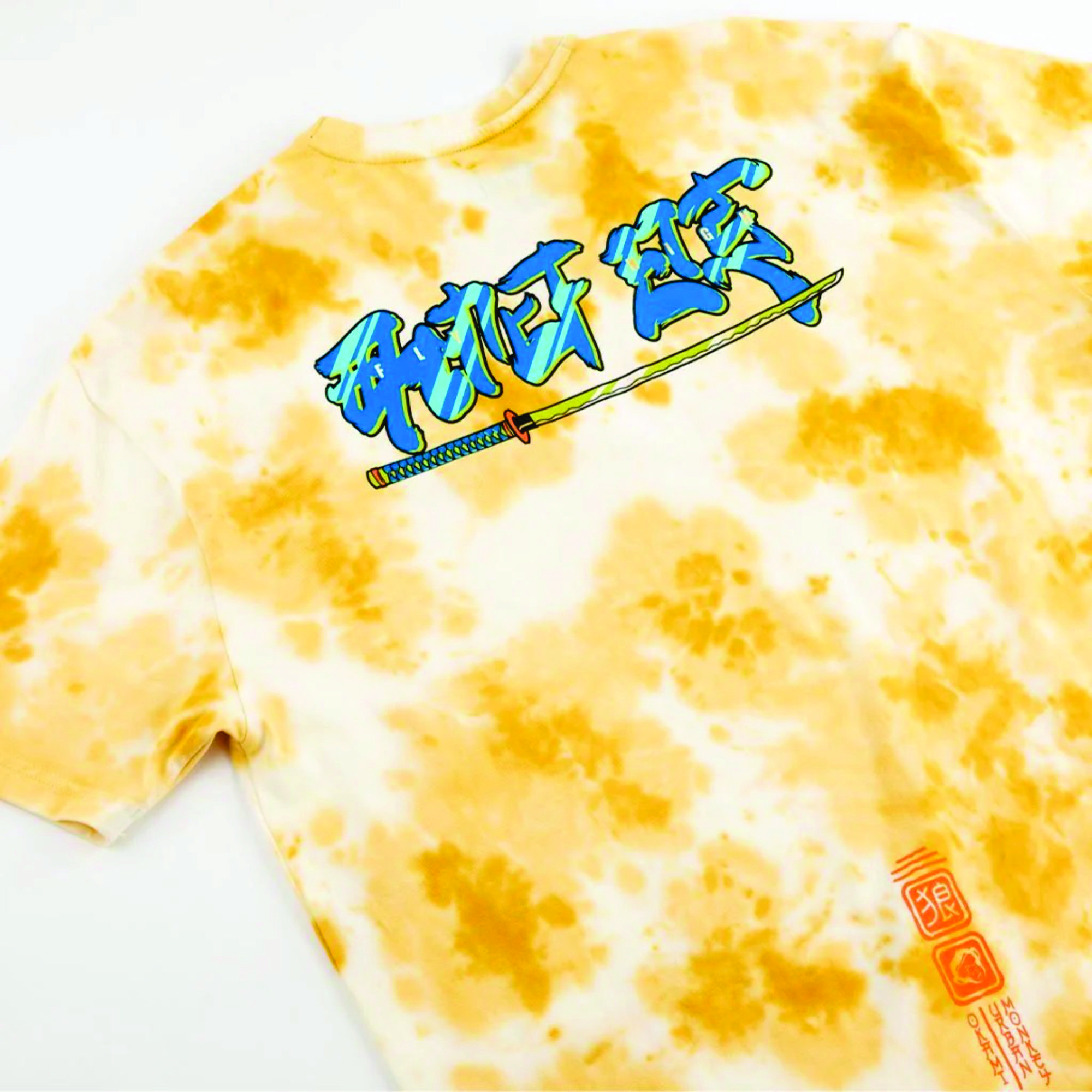 Wholesale Urban Trend: Brand New Tie Dye Yellow Hip Hop Custom Logo Oversized Acid Wash T-shirt - Vintage Washed Style