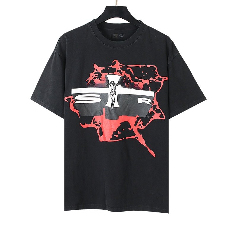 Wholesale High Quality 100% Cotton 230G Print Enzyme Wash drop Shoulder Heavyweight Hiphop Oversized Custom Unisex Men's Tshirts