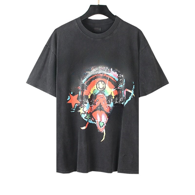 Wholesale High Quality 100% Cotton 230G Print Enzyme Wash drop Shoulder Heavyweight Hiphop Oversized Custom Unisex Men's Tshirts