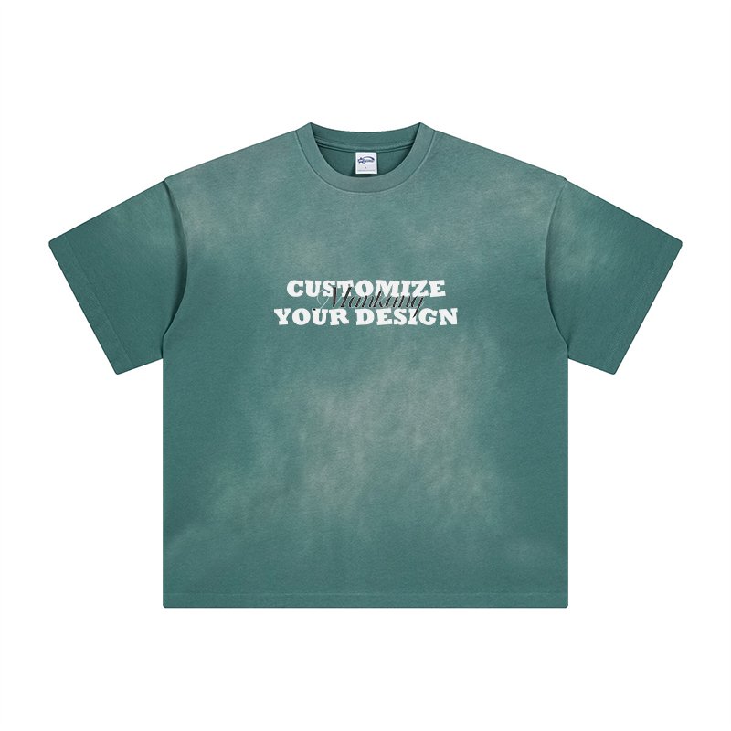 Short Sleeve 100% Cotton Tshirt 250 GSM Jet Dyeing Men's T-shirt Heavy Weight Oversize Acid Wash Vintage T Shirt for Men