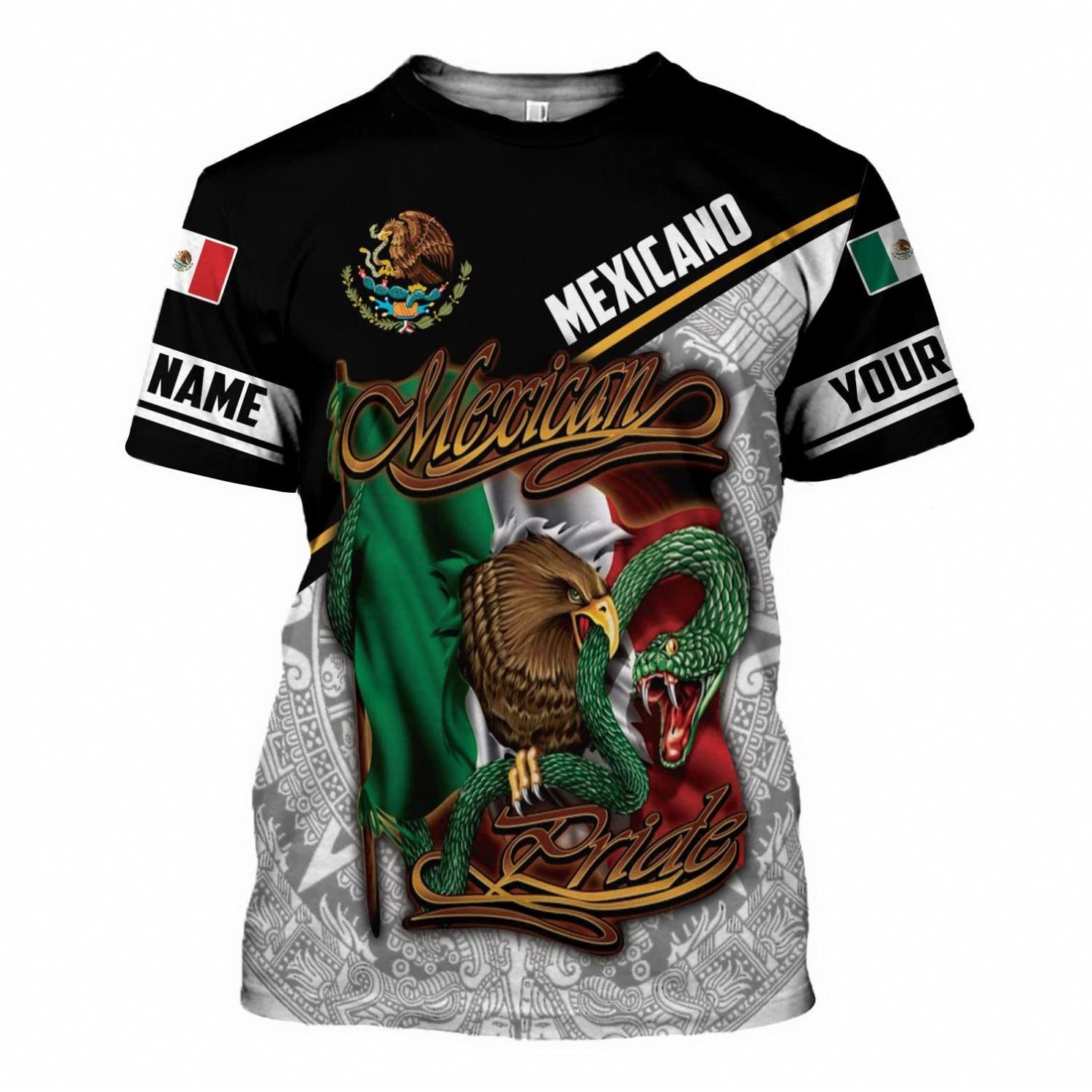 Personalized Customized Mexico Shirts for Men Unisex Loose Short Sleeve Mexican Eagle Flag Tshirt Sport Soccer T Shirt Wholesale