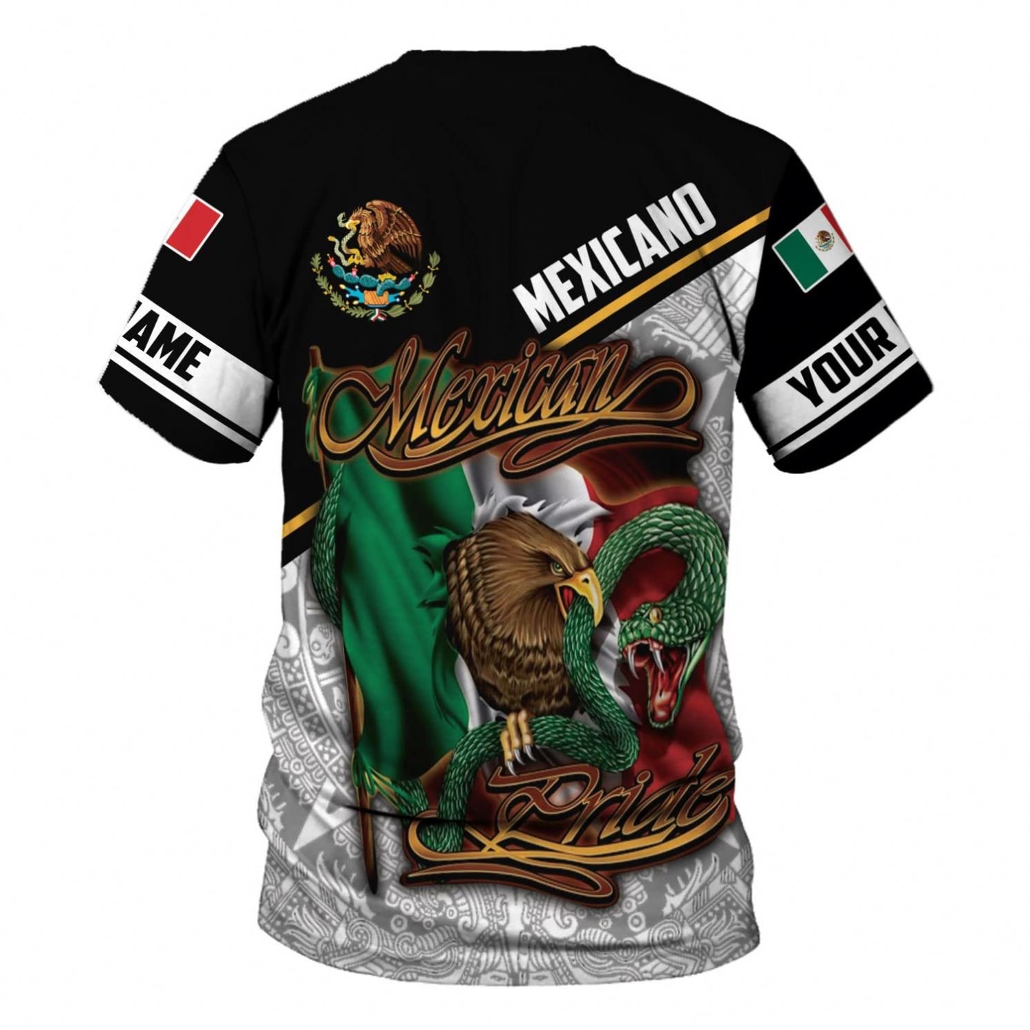 Personalized Customized Mexico Shirts for Men Unisex Loose Short Sleeve Mexican Eagle Flag Tshirt Sport Soccer T Shirt Wholesale